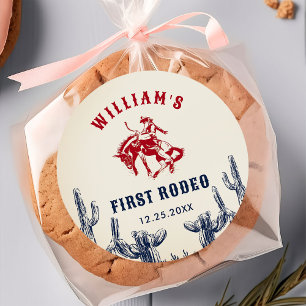 Rodeo Western Cowboy 1e verjaardagsfeestje Ronde Sticker