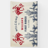 Rodeo Western Cowboy 1e verjaardagsfeestje Spandoek (Verticaal)