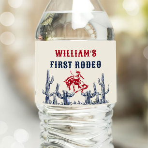 Rodeo Western Cowboy 1e verjaardagsfeestje Waterfles Etiket