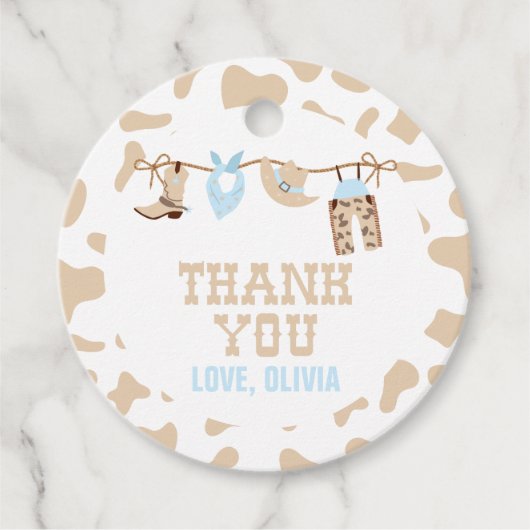 Rodeo Western Cowboy Baby shower Bedankjes Labels (Voorkant)