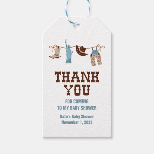 Rodeo Western Cowboy Baby Shower Cadeaulabel (Voorkant)