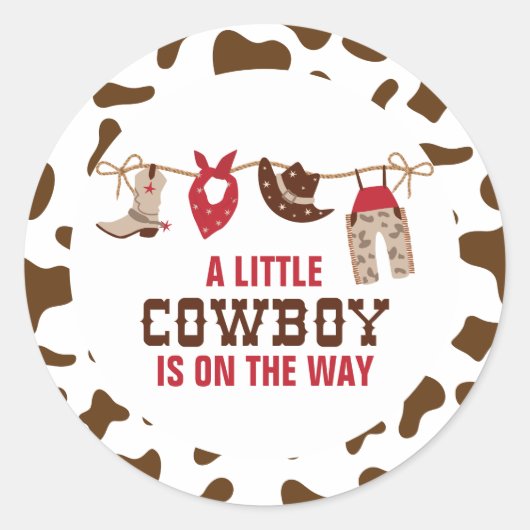 Rodeo Western Cowboy Baby shower Ronde Sticker (Voorkant)