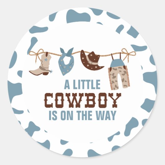 Rodeo Western Cowboy Baby shower Ronde Sticker (Voorkant)