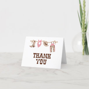 Rodeo Western Cowboy Baby Shower-verjaardagsfeestj Bedankkaart