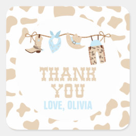 Rodeo Western Cowboy Baby shower Vierkante Sticker