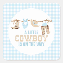 Rodeo Western Cowboy Baby shower Vierkante Sticker
