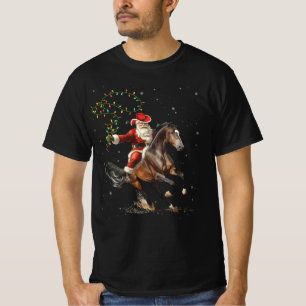 Rodeo Western Cowboy Santa Riding A Horse Merry Ch T-shirt