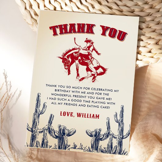 Rodeo Western Cowboy Verjaardag Bedankkaart