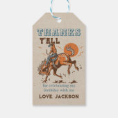 Rodeo Western Cowboy Verjaardag Dank u Cadeaulabel (Achterkant)