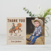 Rodeo Western Cowboy Verjaardagsfoto Dank je kaart (Staand voorkant)