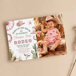 Rodeo Western Cowgirls 1st Birthday Invitation Kaart