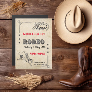 Rodeo Western Rijden Cowboy Rodeo Verjaardag Magnetische Uitnodiging