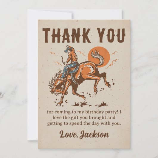 Rodeo Westerne Cowboy Verjaardag Dank u kaart (Voorkant)