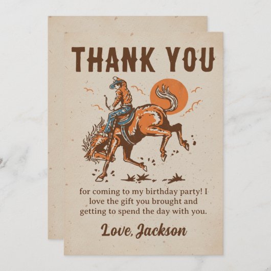 Rodeo Westerne Cowboy Verjaardag Dank u kaart (Voorkant / Achterkant)