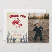 Rodeo Westerne Cowboy Verjaardagsfoto Bedankkaart (Voorkant)