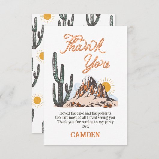 Rodeo Westerne hoe het westen één bedankje was Bedankkaart (Voorkant / Achterkant)