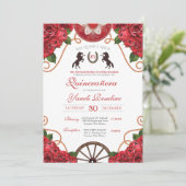 Rodeo Westerse Charro Quinceanera met Rode Roos Kaart (Staand voorkant)