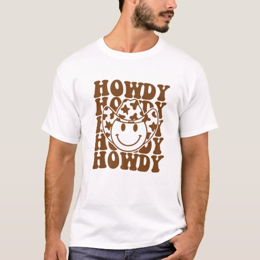 Rodeo White Howdy Western Retro Cowboy Pet Souther T-shirt (Voorkant)