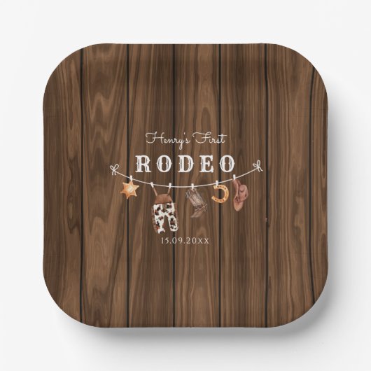 Rodeo Wild West rustieke Westerne cowboy Verjaarda Papieren Bordje (Voorkant)