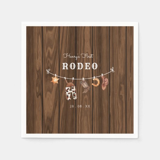 Rodeo Wild West rustieke Westerne cowboy verjaarda Servet (Voorkant)