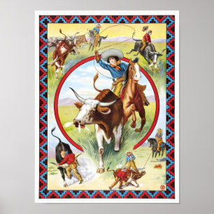 Rodeo & Wild West Show, 1910.  Adverteren Poster