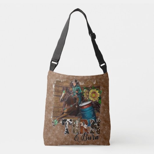 Rodeo Women Barrel Racing Draai and Burn Crossbody Tas (Voorkant)