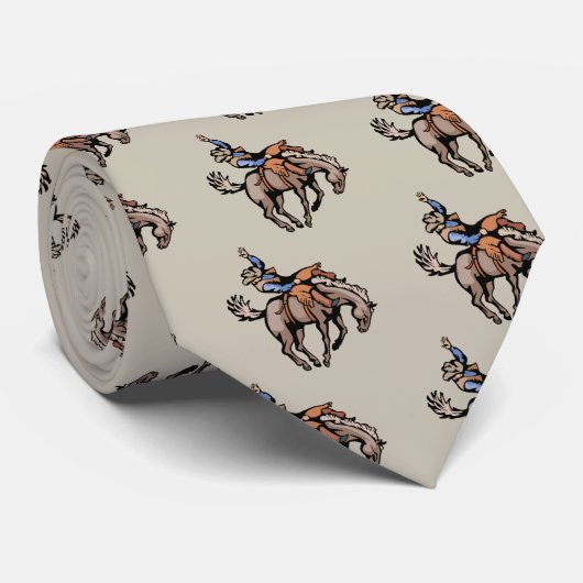 rodeocowboy en springpaard stropdas (Opgerold)