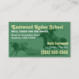 Rodeoschool Cowboy Touwtrekken Instructeurkaart Visitekaartje