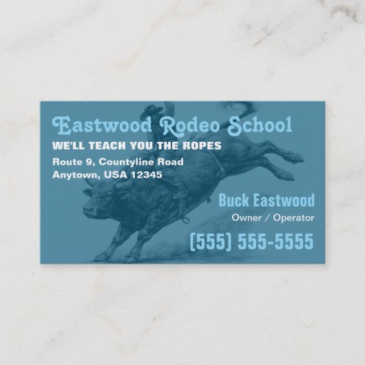 Rodeoschool | Stierrijder Training / Instructeur Visitekaartje (Voorkant)