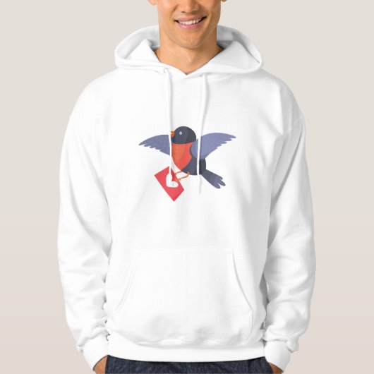 Rodepostduif met Rode Hart Liefdesbrief Hoodie (Voorkant)