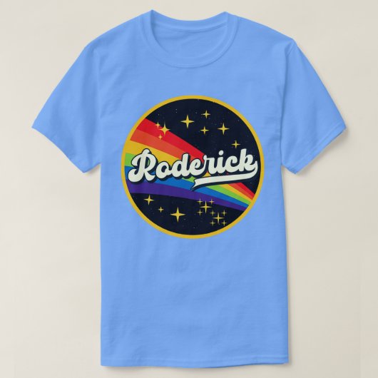 Roderick Rainbow in ruimte  stijl T-shirt (Design voorkant)
