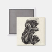 Rodin Sculptuur schets magneet - 2" x 2" (Voorkant / Achterkant)