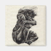 Rodin Sculptuur schets magneet - 2" x 2" (Voorkant)