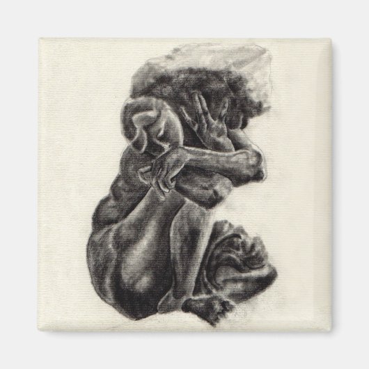 Rodin Sculptuur schets magneet - 2" x 2" (Voorkant)