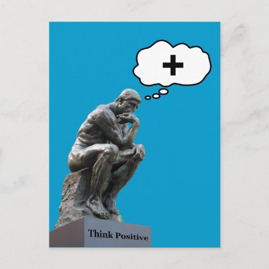 Rodin's Denker Beeld - Denk Positief Briefkaart (Voorkant)