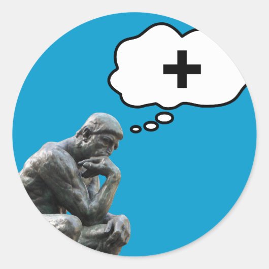 Rodin's Denker Beeld - Denk Positief Ronde Sticker (Voorkant)