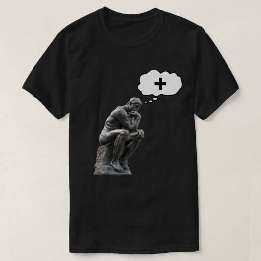 Rodin's Denker Beeld - Denk Positief T-shirt (Design voorkant)