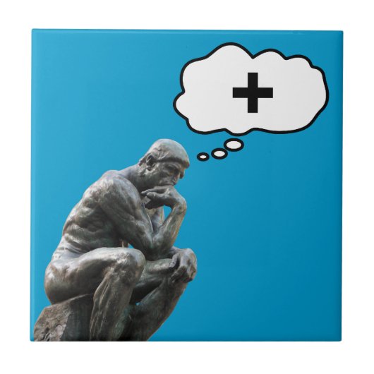 Rodin's Denker Beeld - Denk Positief Tegeltje (Voorkant)