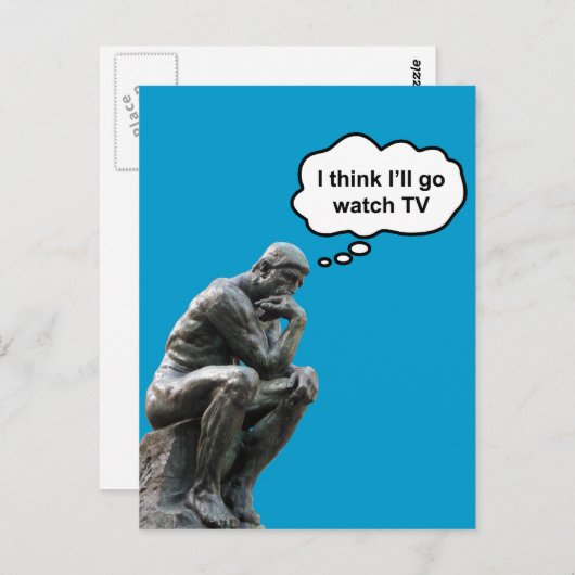 Rodin's Thinkerbeeld - Ik denk dat ik tv ga kijken Briefkaart (Voorkant / Achterkant)