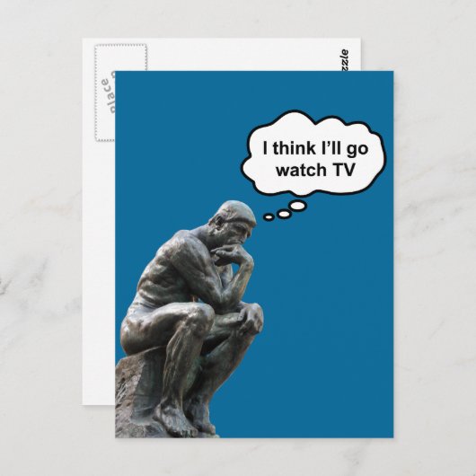 Rodin's Thinkerbeeld - Ik denk dat ik tv ga kijken Briefkaart (Voorkant / Achterkant)