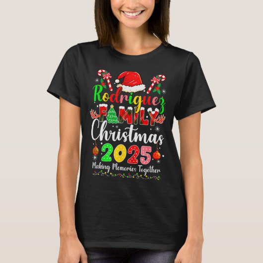 Rodriguez Family Christmas 2025 Matching Santa Hat T-shirt (Voorkant)