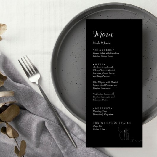 ROE Black & White Eenvoudig Onkruid Diner Menu