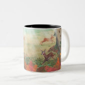 Roe Deer Capreolus capreolus in Forest Sunlight Tweekleurige Koffiemok (Voorkant rechts)