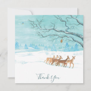 Roe Deer Group in Winter Bedankkaart
