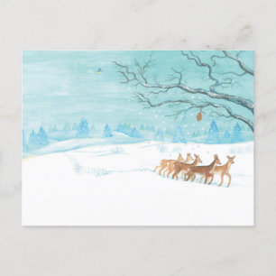 Roe Deer Group in Winter Briefkaart
