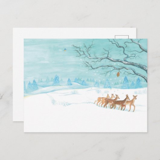 Roe Deer Group in Winter Briefkaart (Voorkant / Achterkant)
