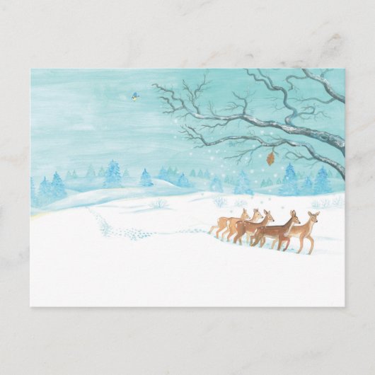 Roe Deer Group in Winter Briefkaart (Voorkant)