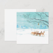 Roe Deer Group in Winter Feestdagenkaart (Voorkant / Achterkant)