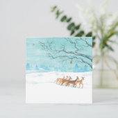 Roe Deer Group in Winter Feestdagenkaart (Staand voorkant)