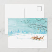 Roe Deer Group in Winter Feestdagenkaart (Voorkant / Achterkant)